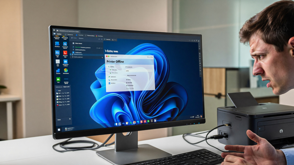 printer offline but connected windows 11